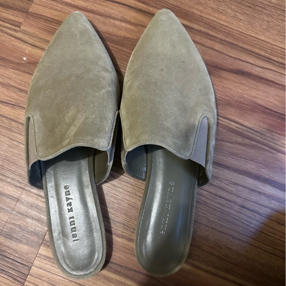 Jenni Kayne Olive Green Suede Mules